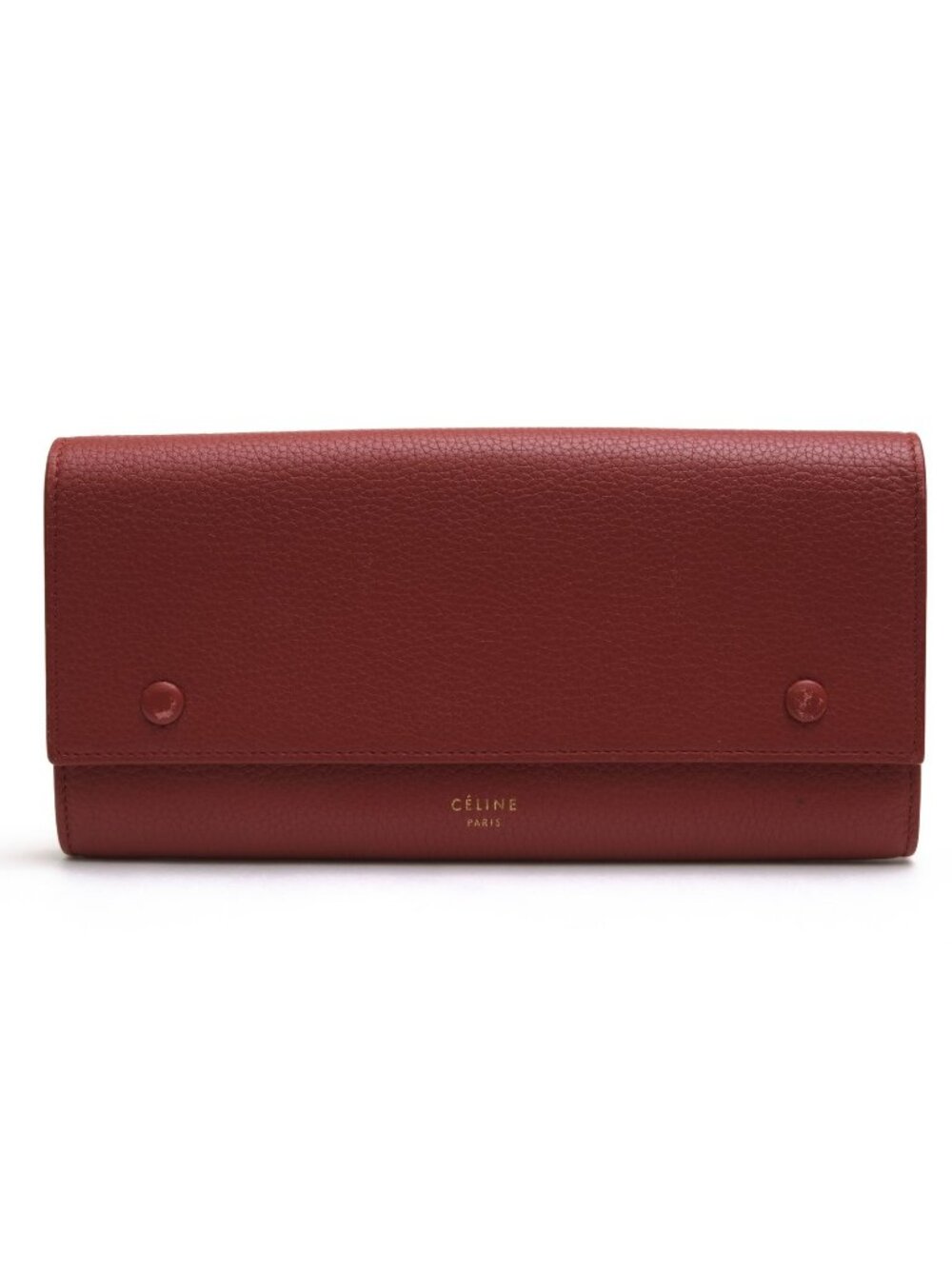 Celine Wallet Leather Red Large Flap Multifunction in Drummed Function